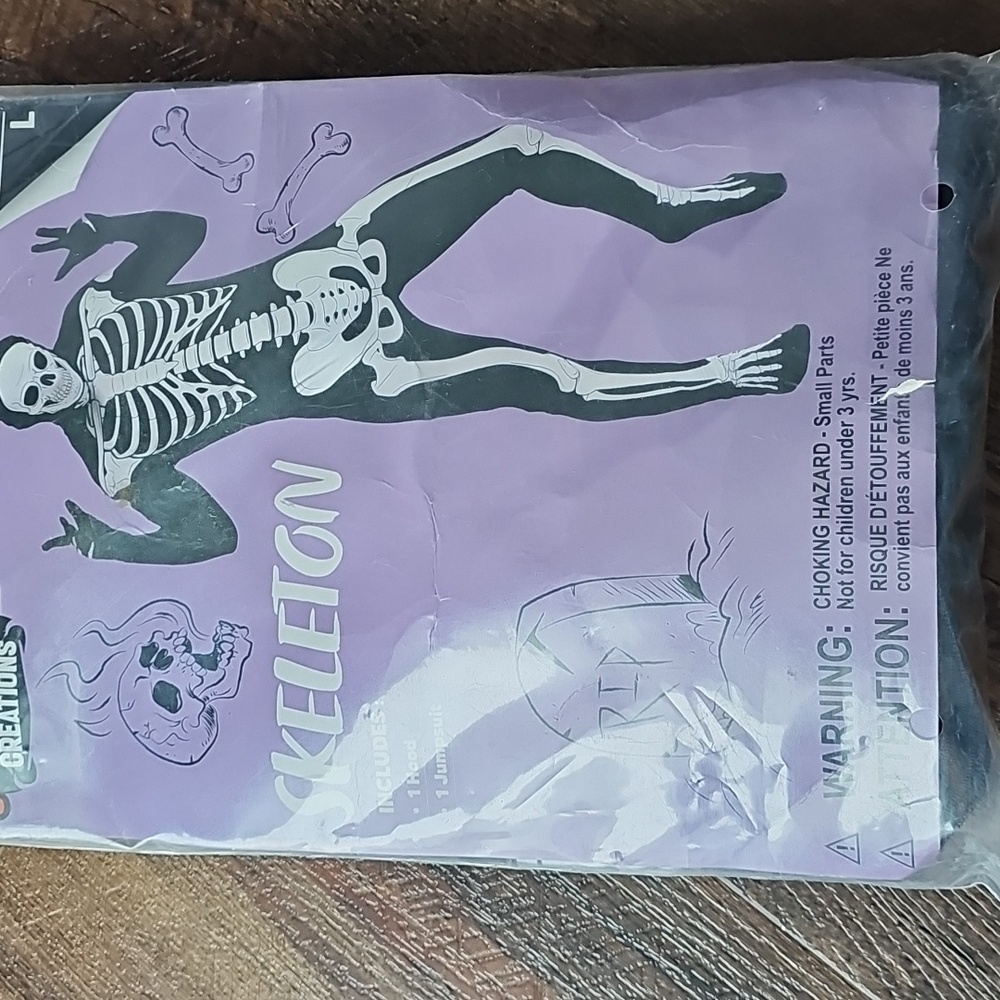Skeleton Costume for Men Size L - White and Black